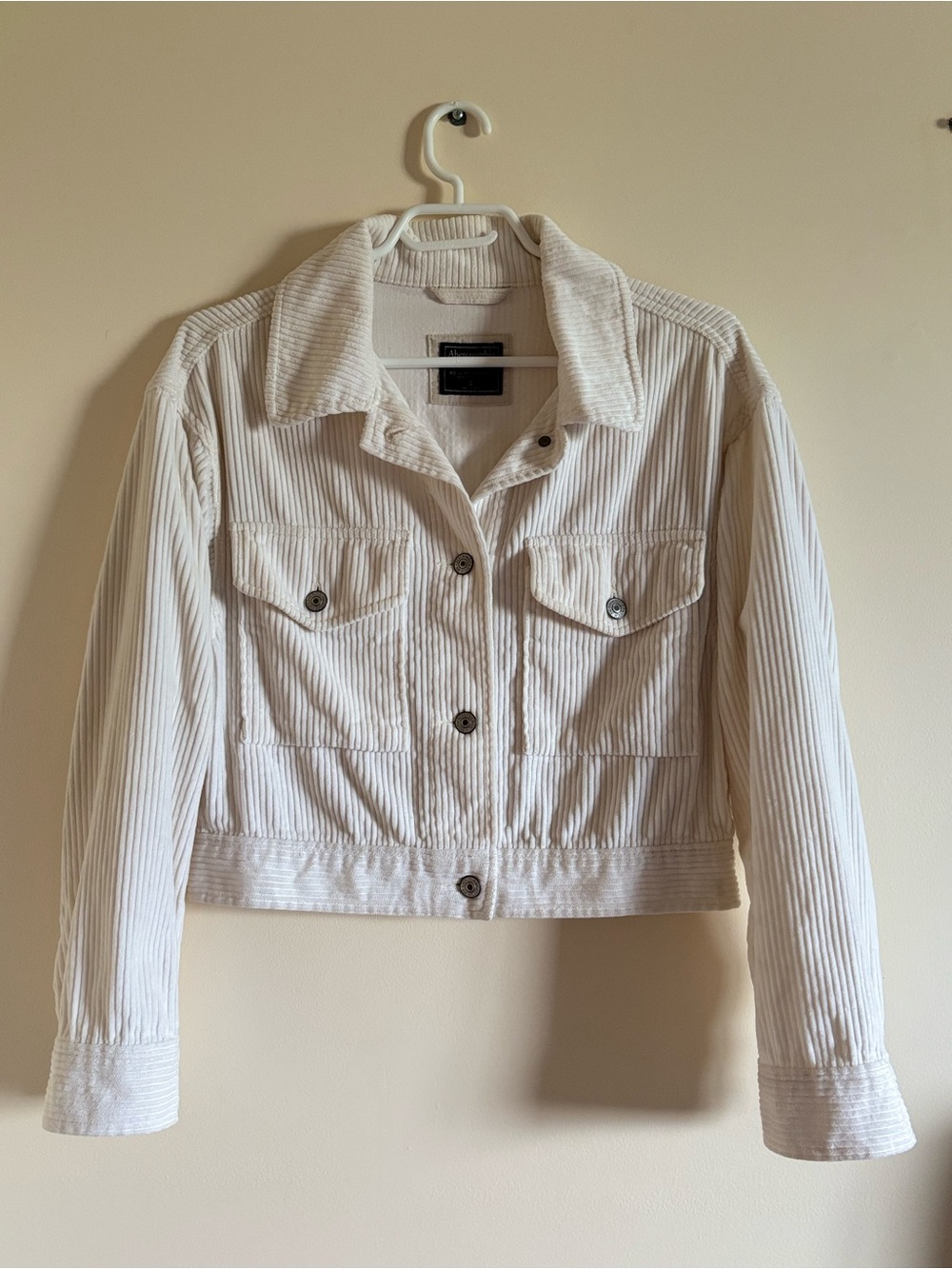 Abercrombie & Fitch Cream Corduroy Crop Jacket